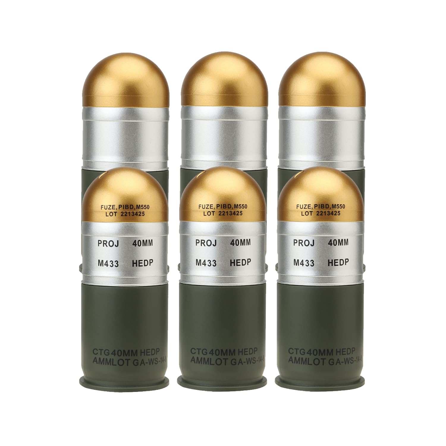 Lancer Tactical M433 HEDP dummy shell front view for realistic prop scenes.