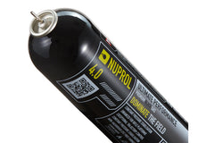 Label close-up of Lancer Tactical Nuprol 4.0 gas canister for proper handling.