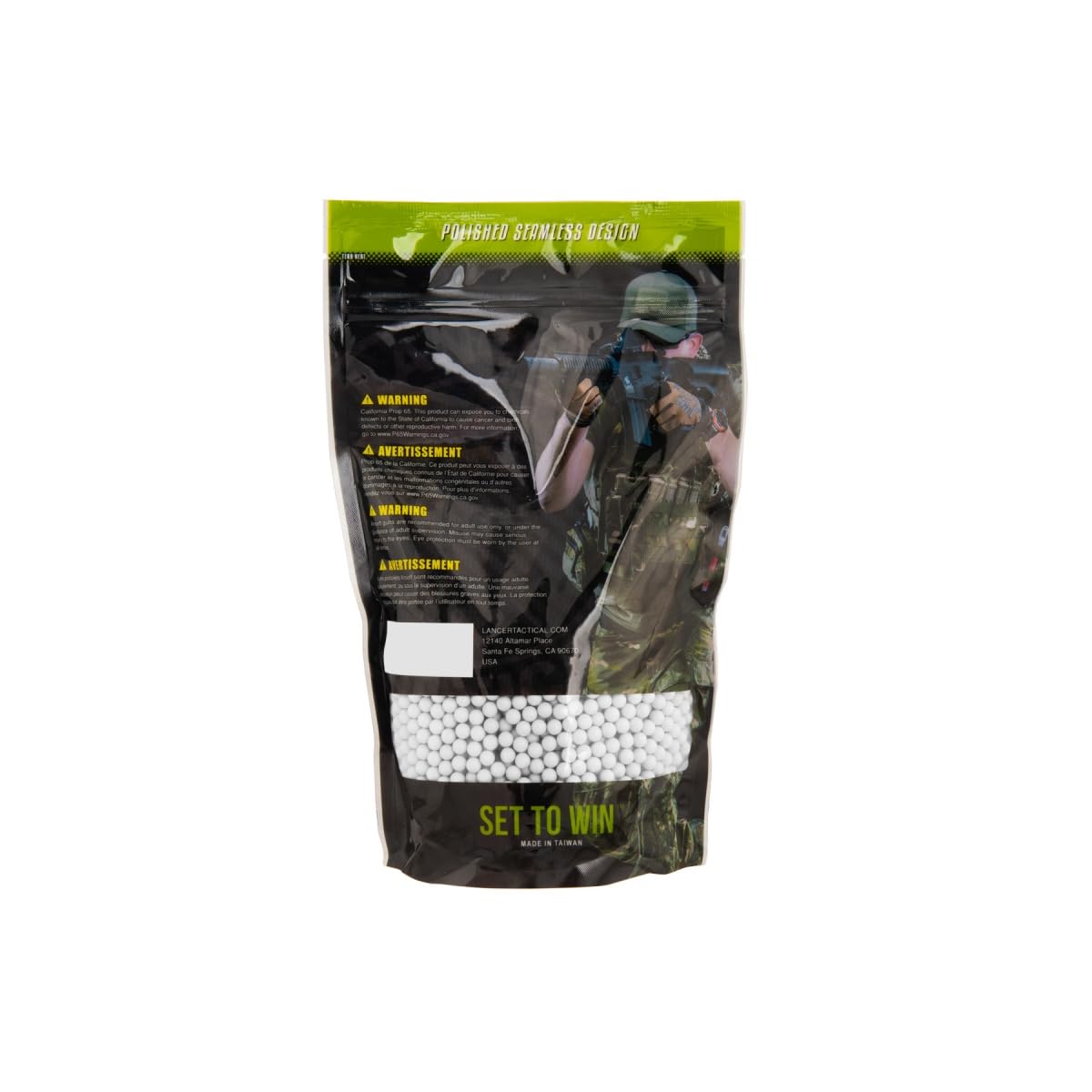 Lancer Tactical white BBs 3-pack used outdoors for consistent feeding.