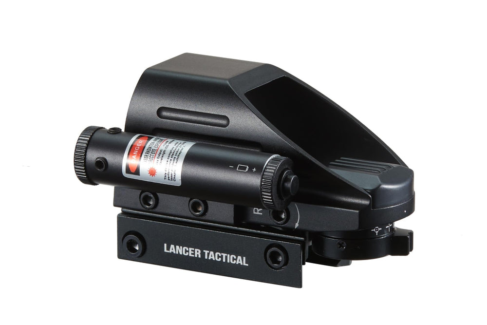 Lancer Tactical red green dot illumination offers clear visibility in varying light.