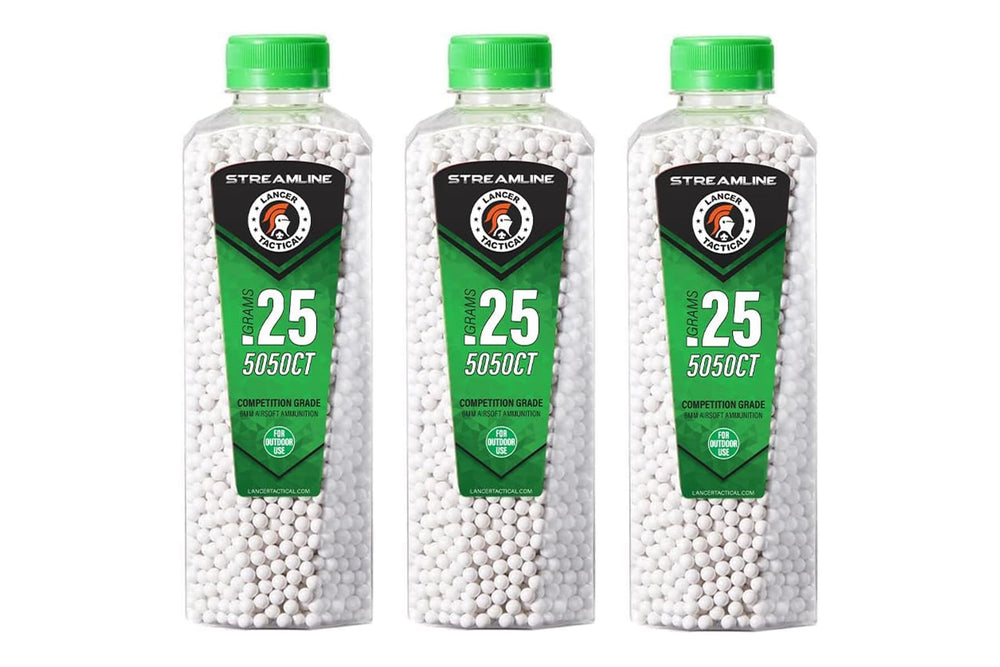 Lancer Tactical Streamline BBs bottle X3 for outdoor play with consistent feeding.