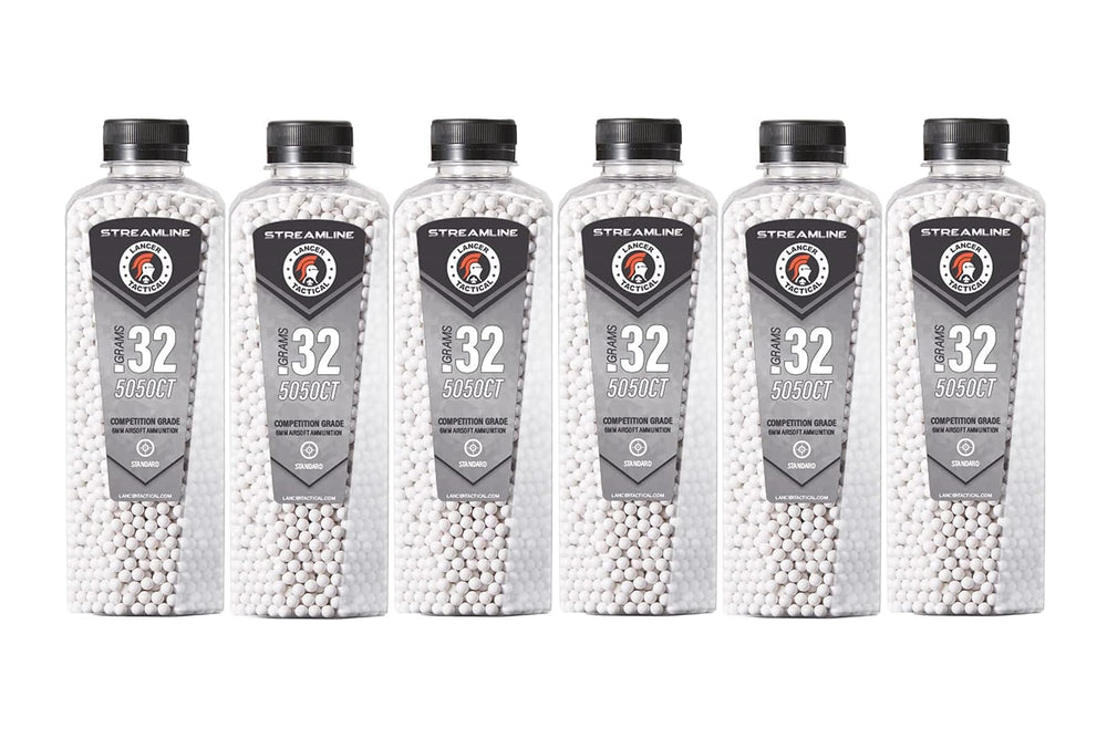 Lancer Tactical Streamline BBs bulk six bottles for consistent feeding and accuracy.