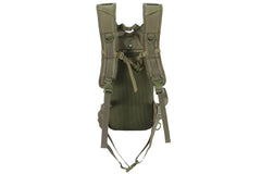 OD green hydration pack with insulated water compartment for cooler drinks on trails.