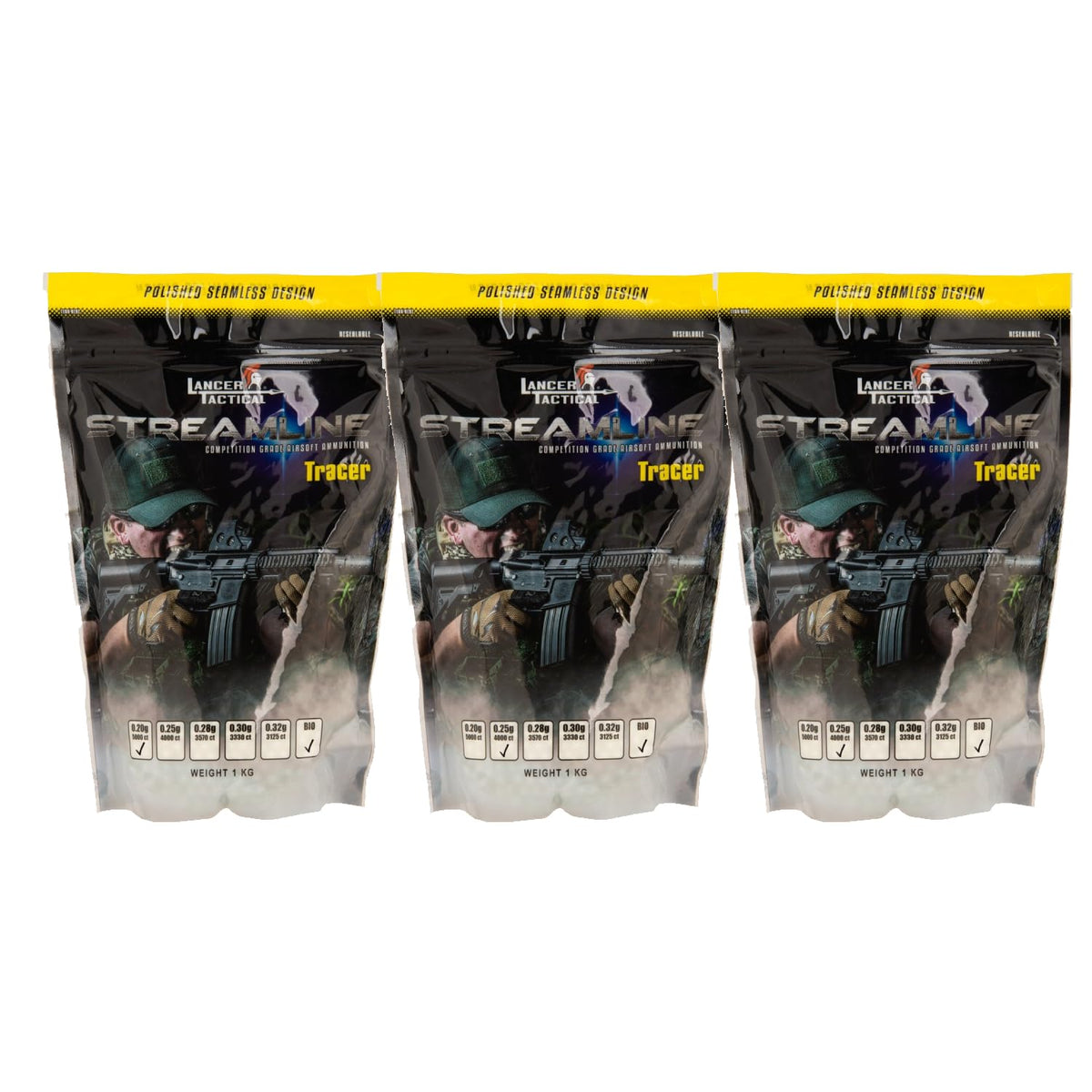 Lancer Tactical tracer BBS glow green for outdoor field use and consistent flight.