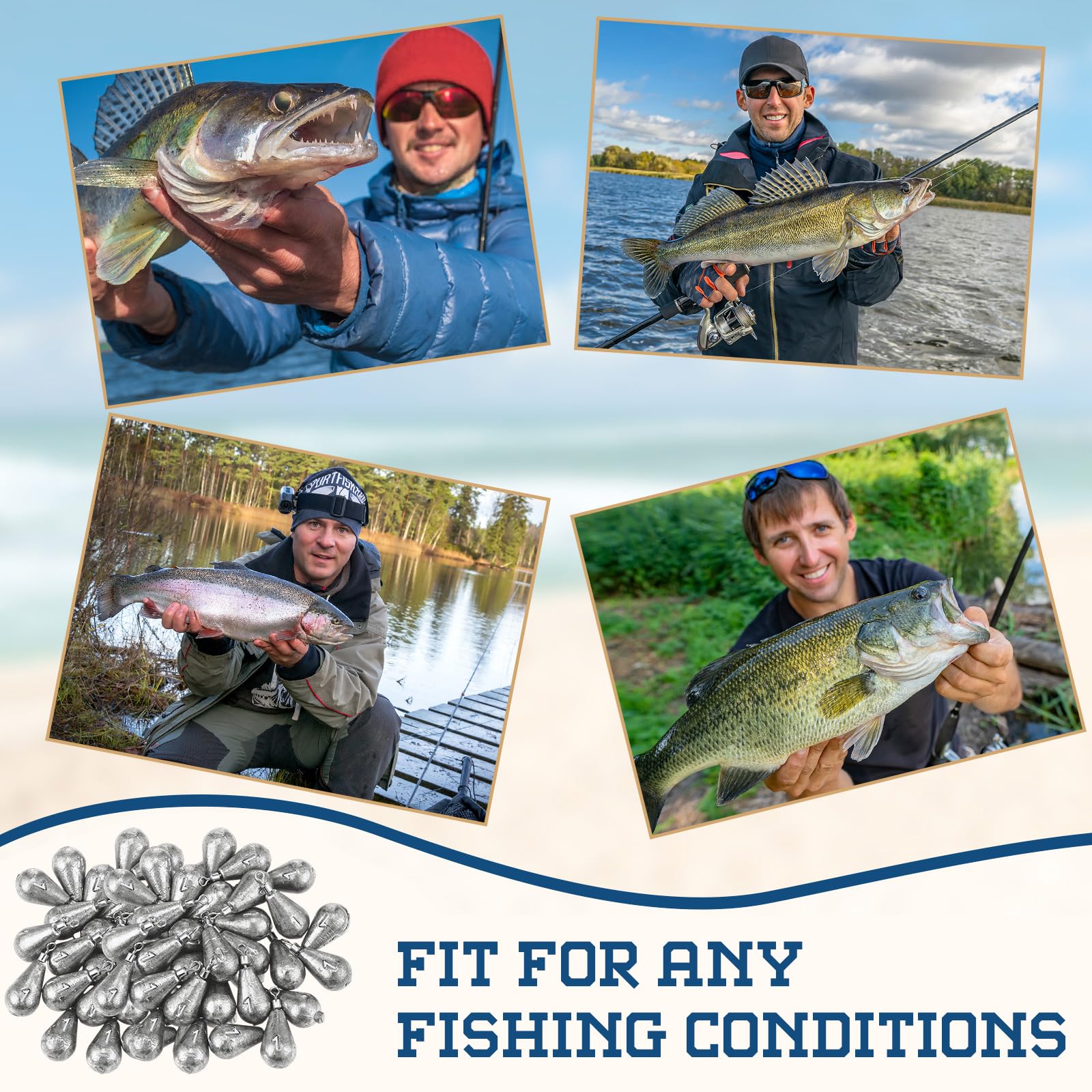 Durable bell sinkers reduce drag for longer casts