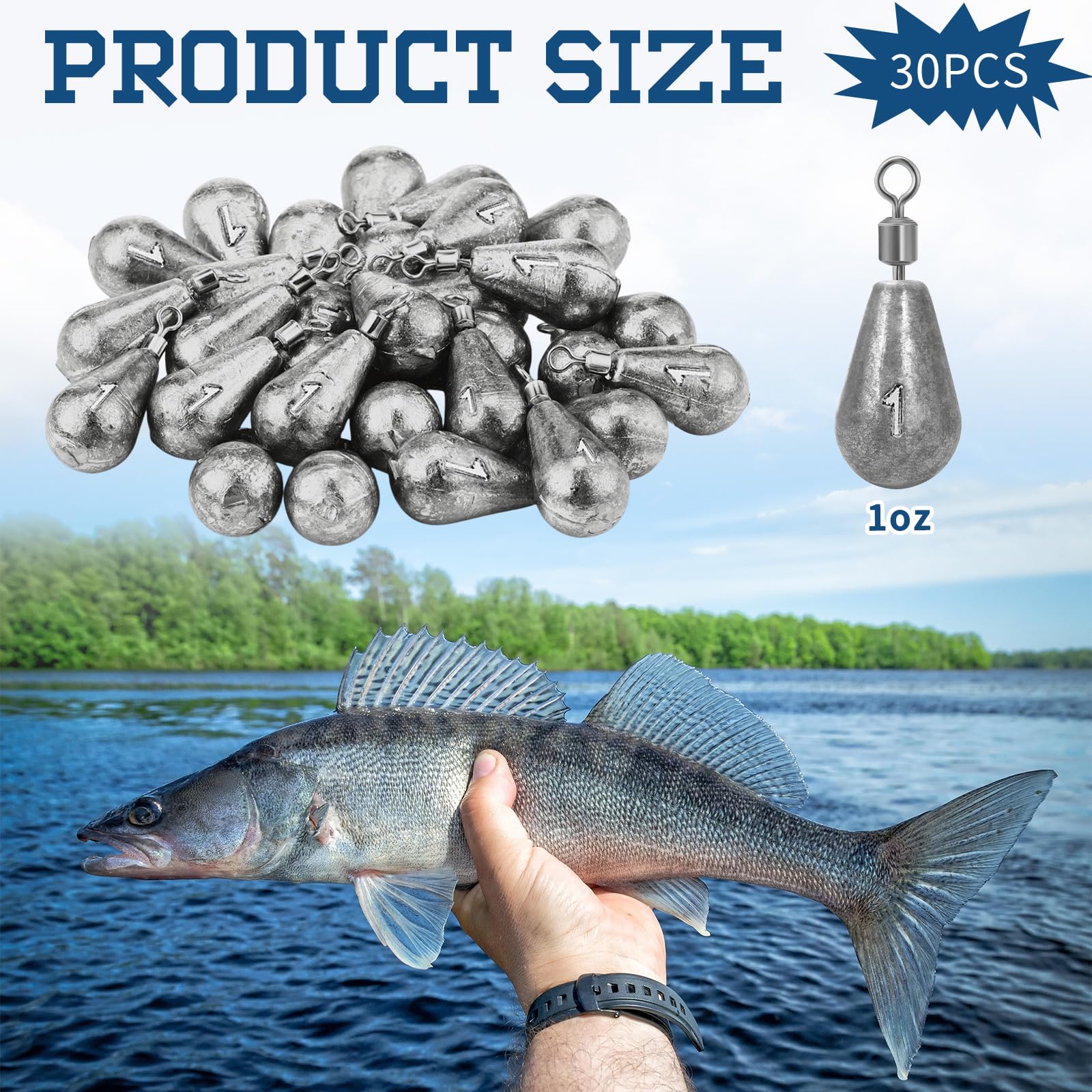 Packaging and contents: Landhoow Bell Sinker 1oz 30pcs