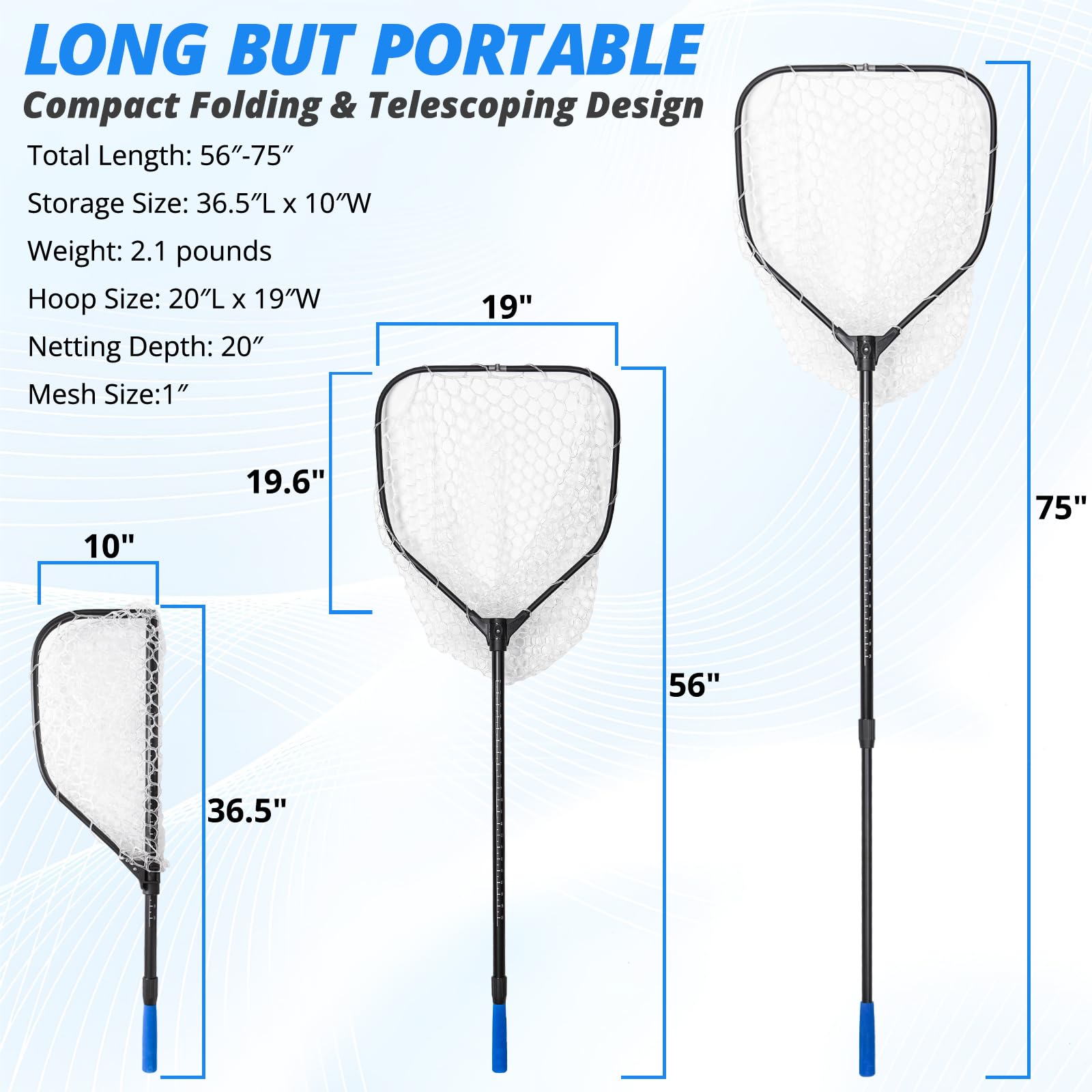 6063-grade aluminum landing net frame showing strength and rust resistance