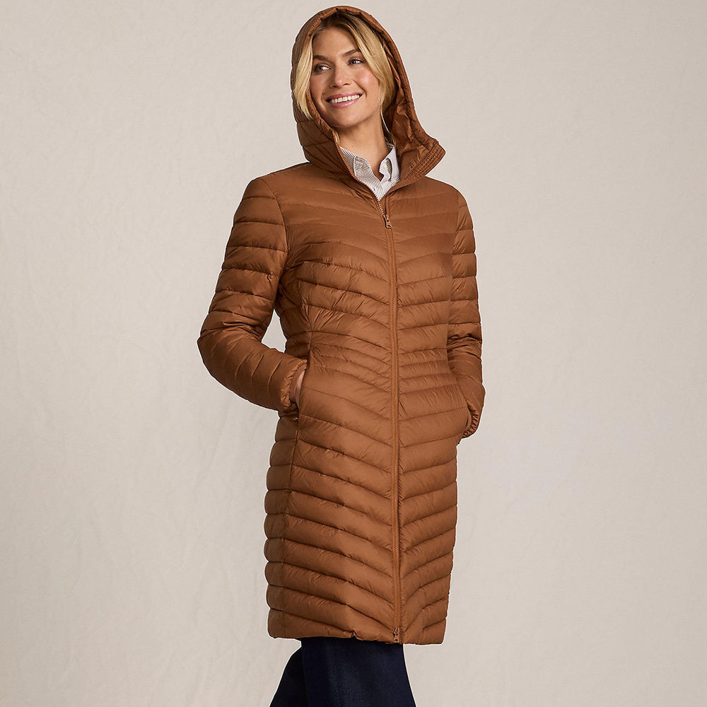 Lands' End 800-fill HyperDRY down loft illustration for warmth in cold days