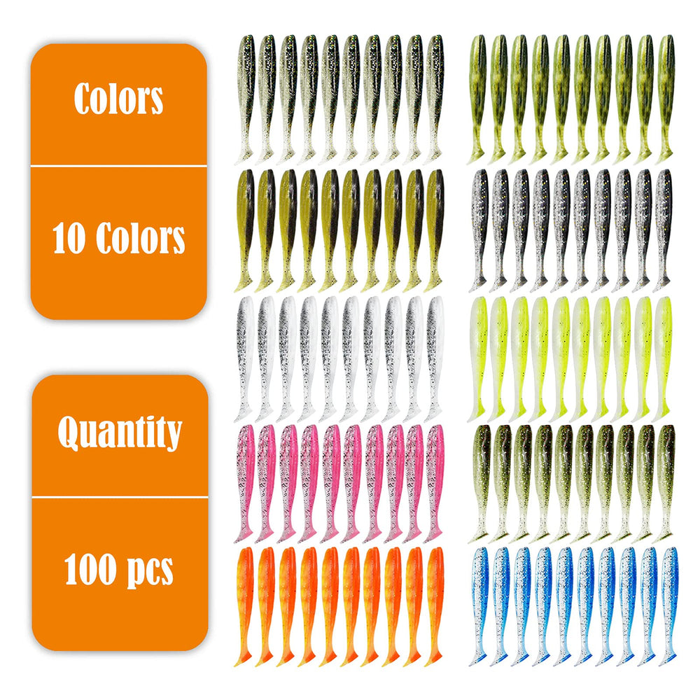 Assorted colors of 2.75 inch swimbaits in the set (10 colors)