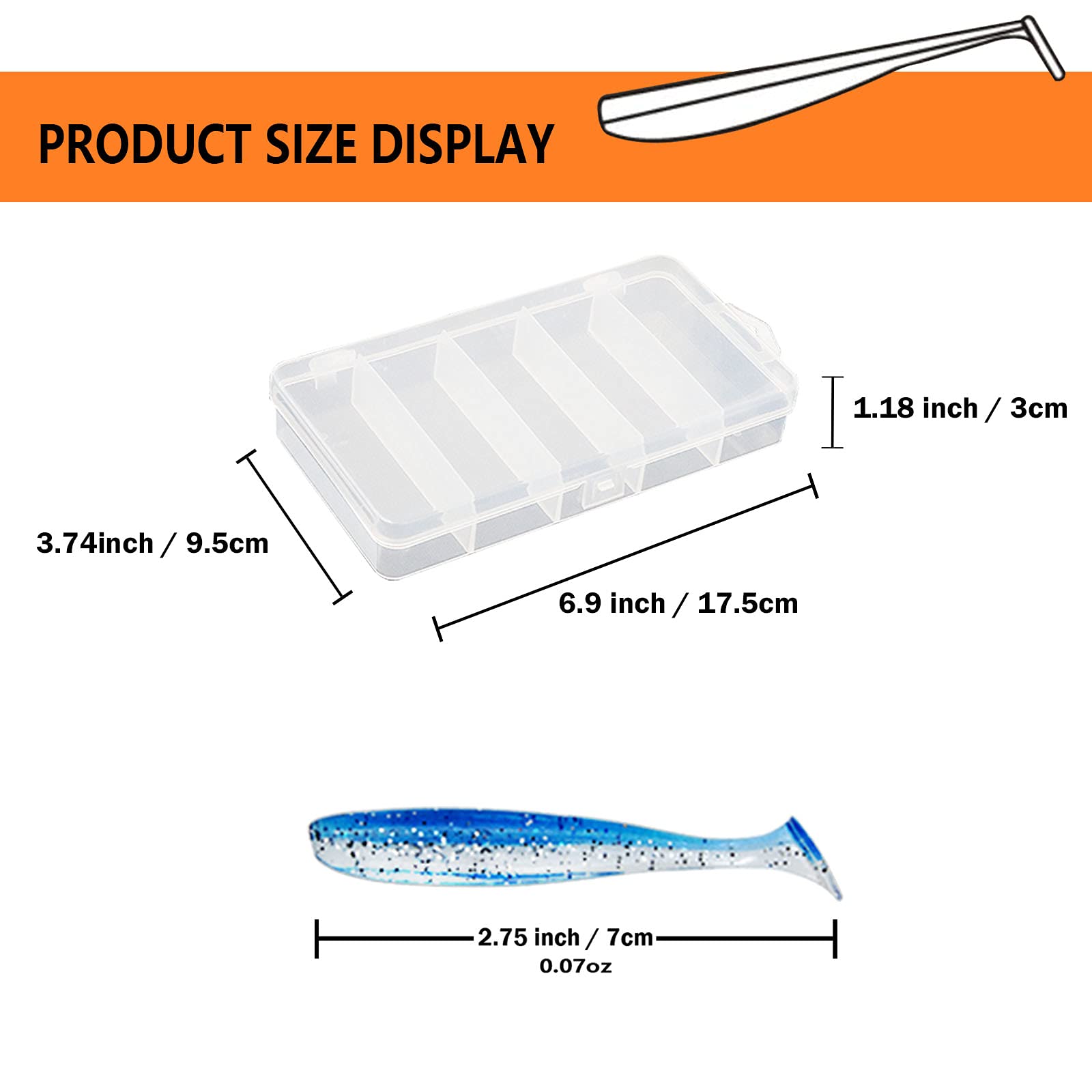 Close-up of soft plastic swimbaits showing double hook slot design