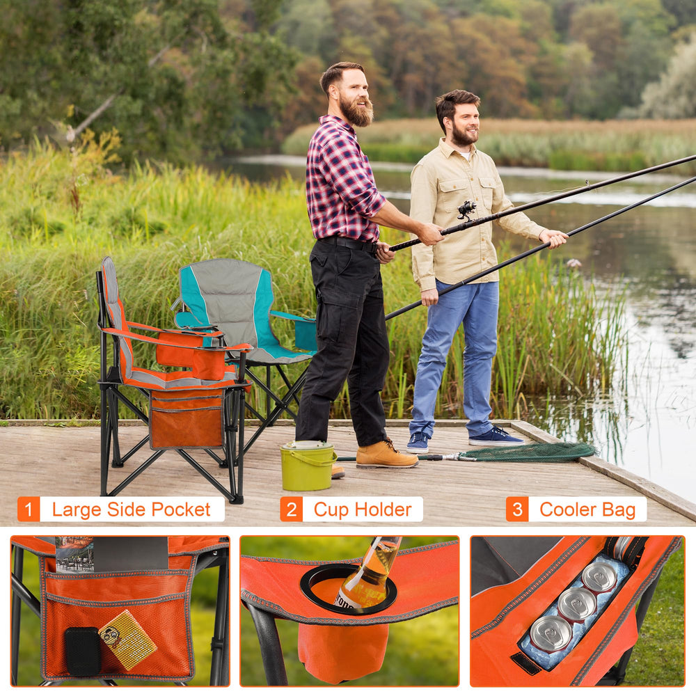 LANMOUNTAIN folding chair with carrying bag and shoulder strap for portability