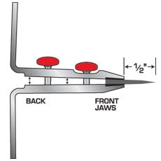 Lansky RCLAMP rubber-jaw clamp white top view showing secure grip during sharpening.