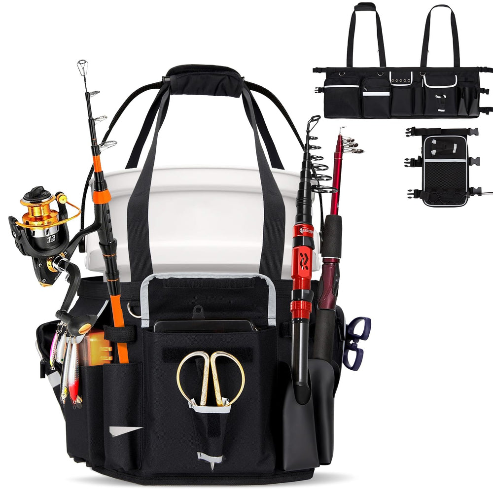 Lansru fishing bucket organizer attached to a 5-10 gallon bucket