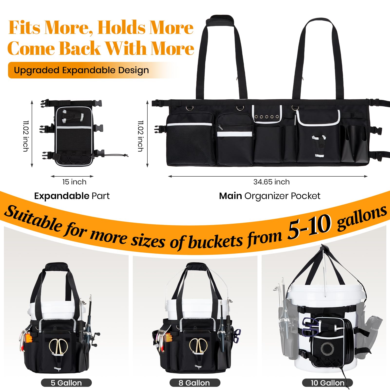 15 pockets and 3 rod holders on Lansru organizer