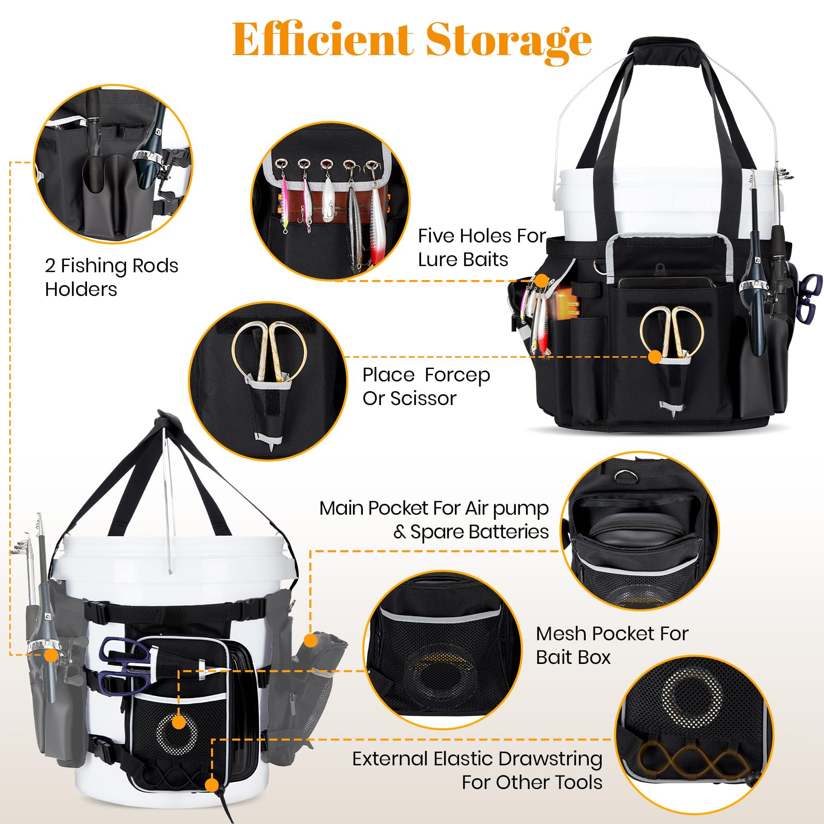 Waterproof Oxford fabric and sturdy handle of Lansru bucket organizer