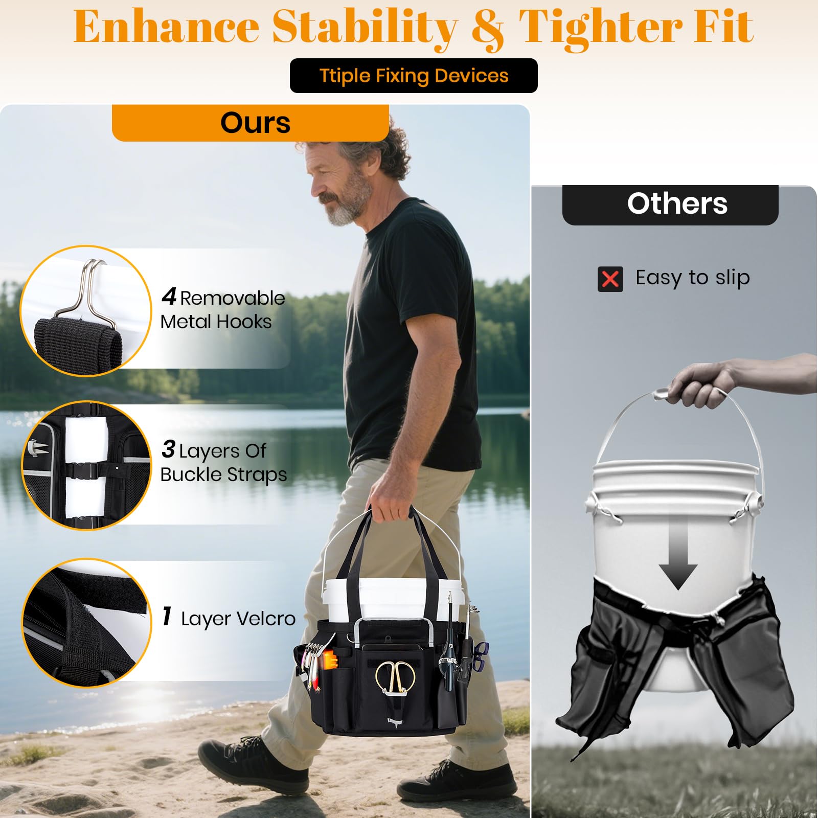 Removable metal hooks and buckles on Lansru organizer