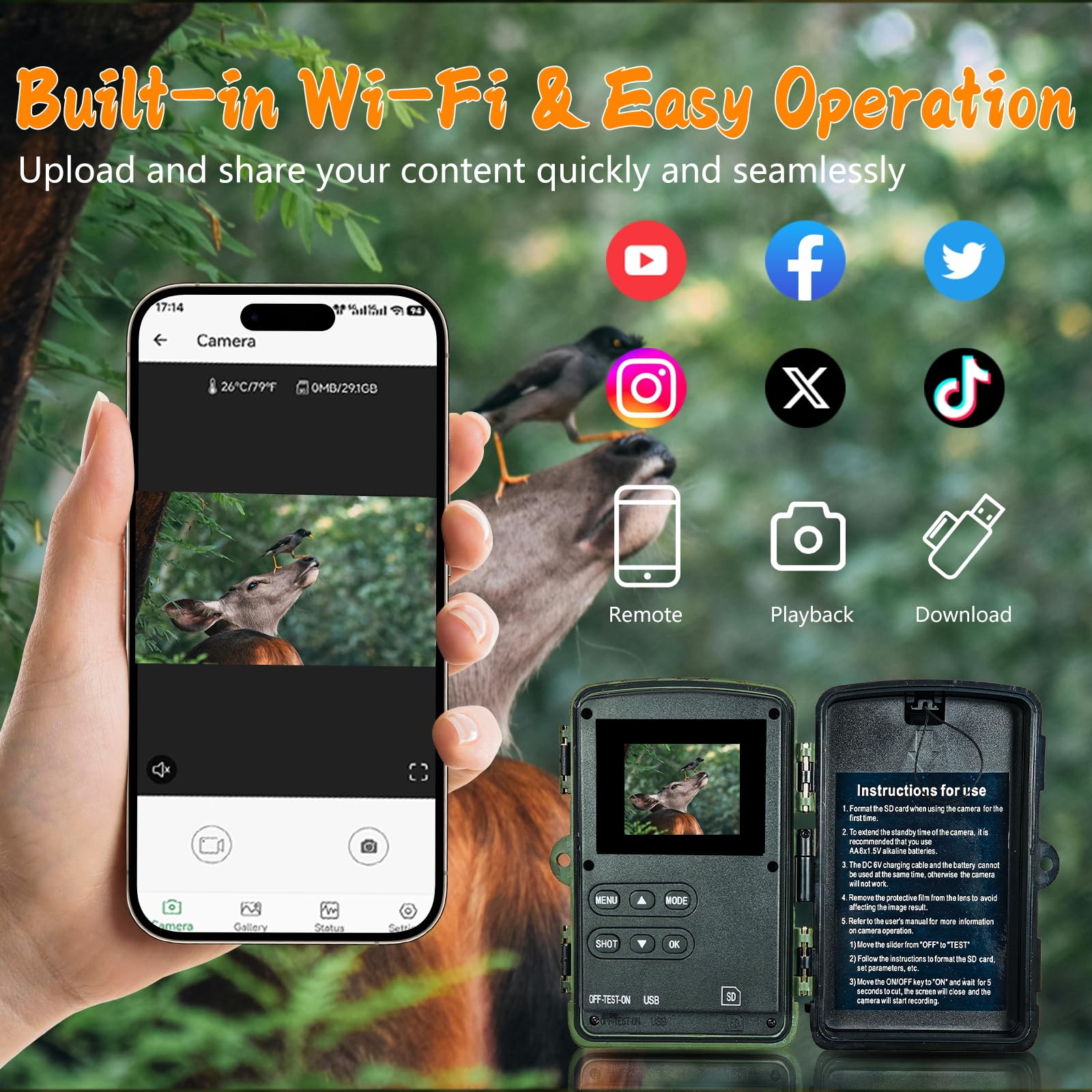 LANTOOCAM wifi app control simplifies remote setup and real-time status checks.