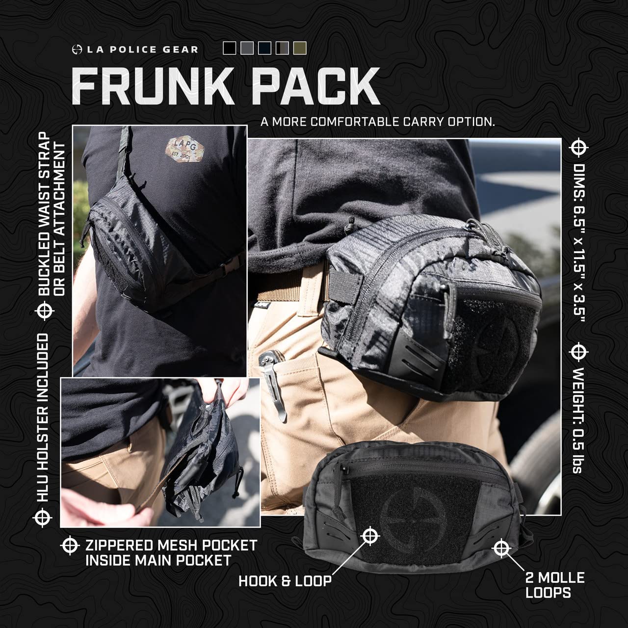 LA Police Gear Frunk Pack elastic loops organize magazines and tools