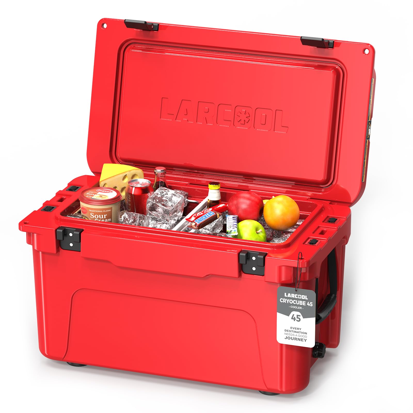 LARCOOL 45QT rotomolded cooler exterior demonstrates rugged durability for outdoor adventures.