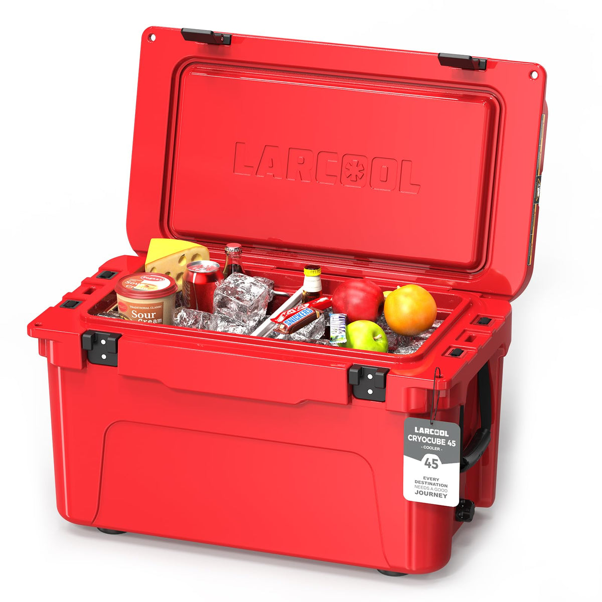 LARCOOL 45QT rotomolded cooler exterior demonstrates rugged durability for outdoor adventures.