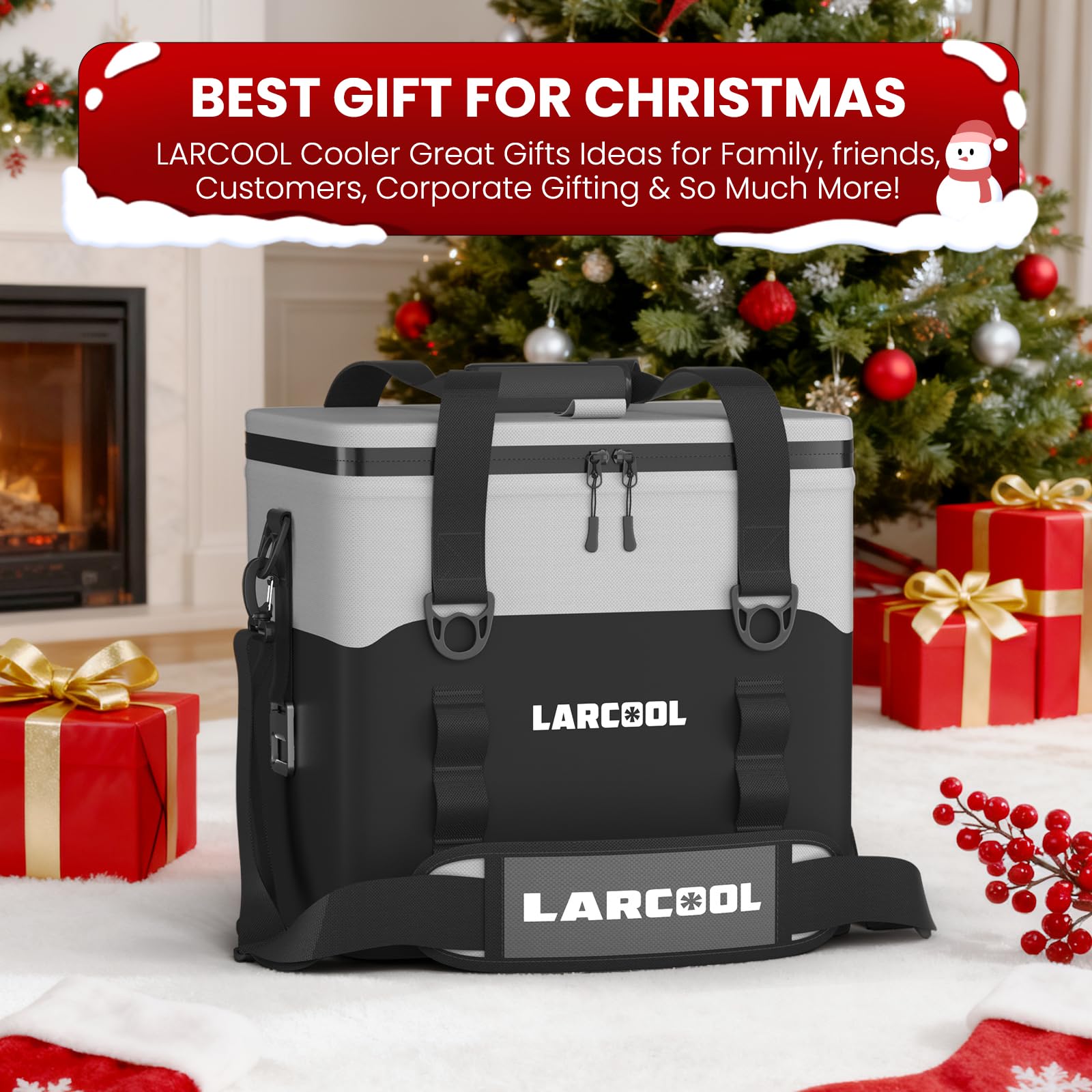 LARCOOL soft cooler shoulder strap facilitates hands-free transport during camping or beach days