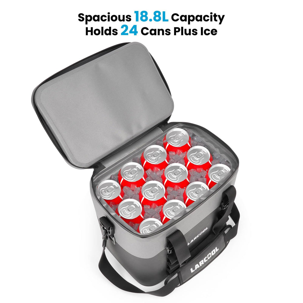 LARCOOL soft cooler welded seams water proof emphasizes leak-proof performance at beaches or boats