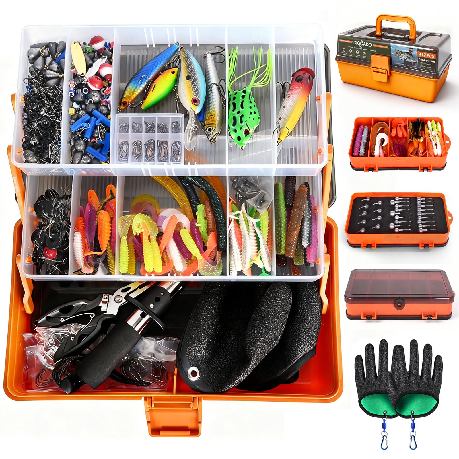 Large 3-layer tackle box with adjustable dividers