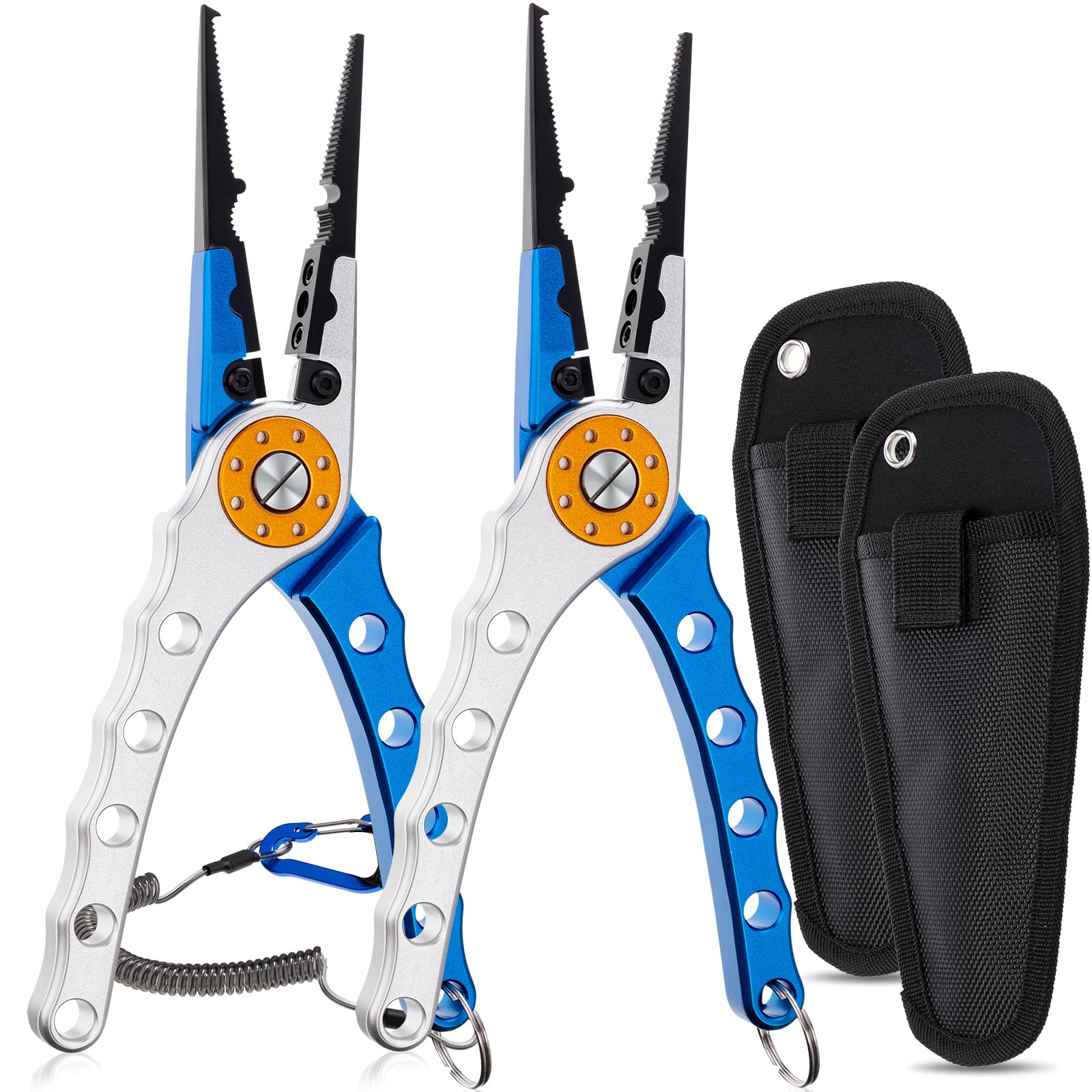 Lasnten 2 piece fishing pliers with saltwater braid cutters, 7.8 inches