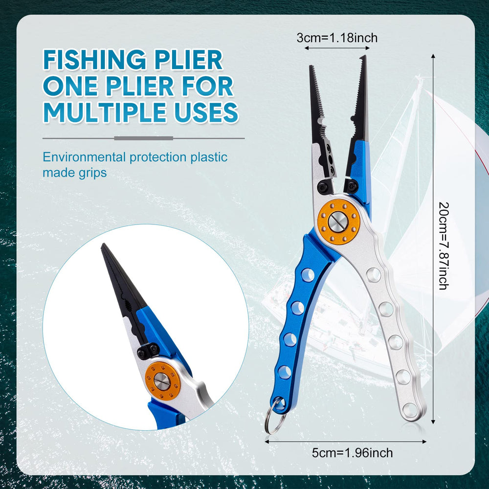 Lasnten pliers with hook remover, sheath, and lanyard