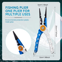 Lasnten pliers with hook remover, sheath, and lanyard