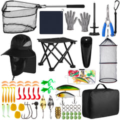 Lasnten fishing tool kit bag with tools secured for travel convenience.