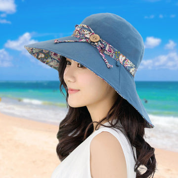 Blue beach sun hat for outdoor shade and protection