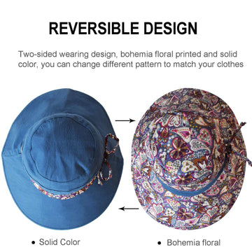 Reversible LassZone hat with solid exterior and floral interior