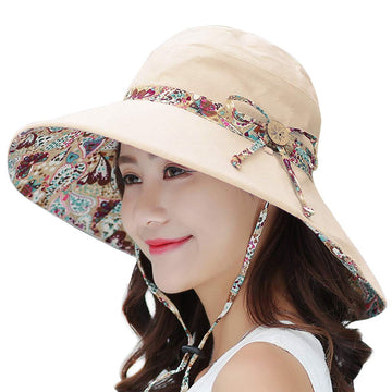 Front view of LassZone beige sun hat