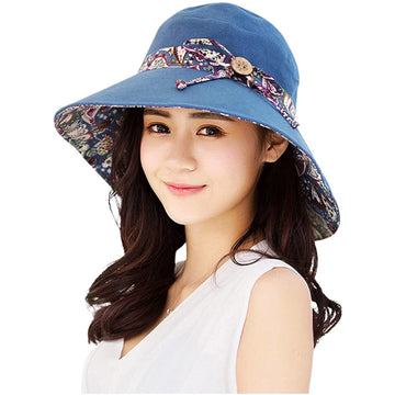 Blue LassZone sun hat for women with UPF 50+ protection