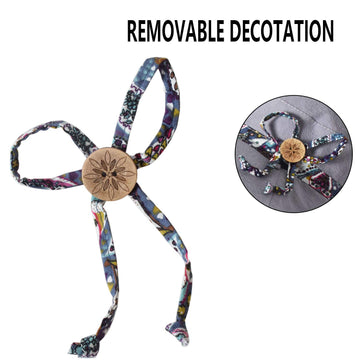 Detachable chin strap on LassZone sun hat with decorative bow
