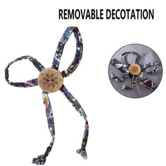 Detachable chin strap on LassZone sun hat with decorative bow