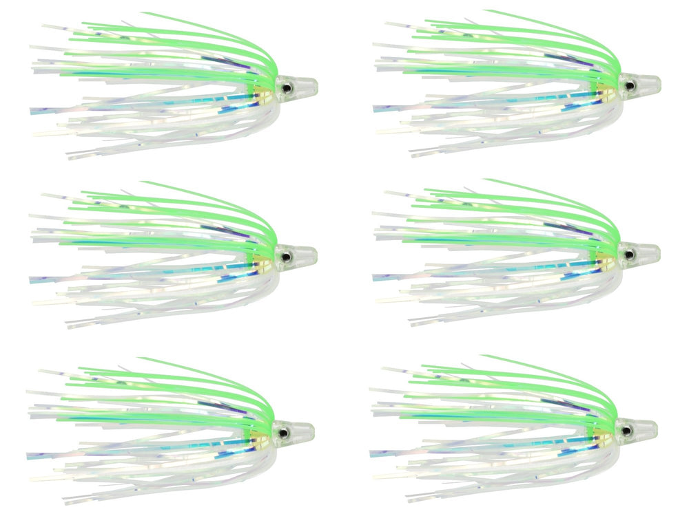 LAST CAST TACKLE Silicone Holo Teaser 6-Pack - Green/White - Front View