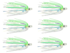 LAST CAST TACKLE Silicone Holo Teaser 6-Pack - Green/White - Front View