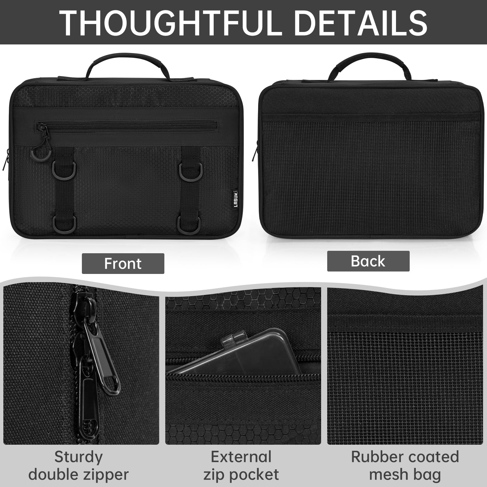 Internal transparent zipper pockets and binder sleeves