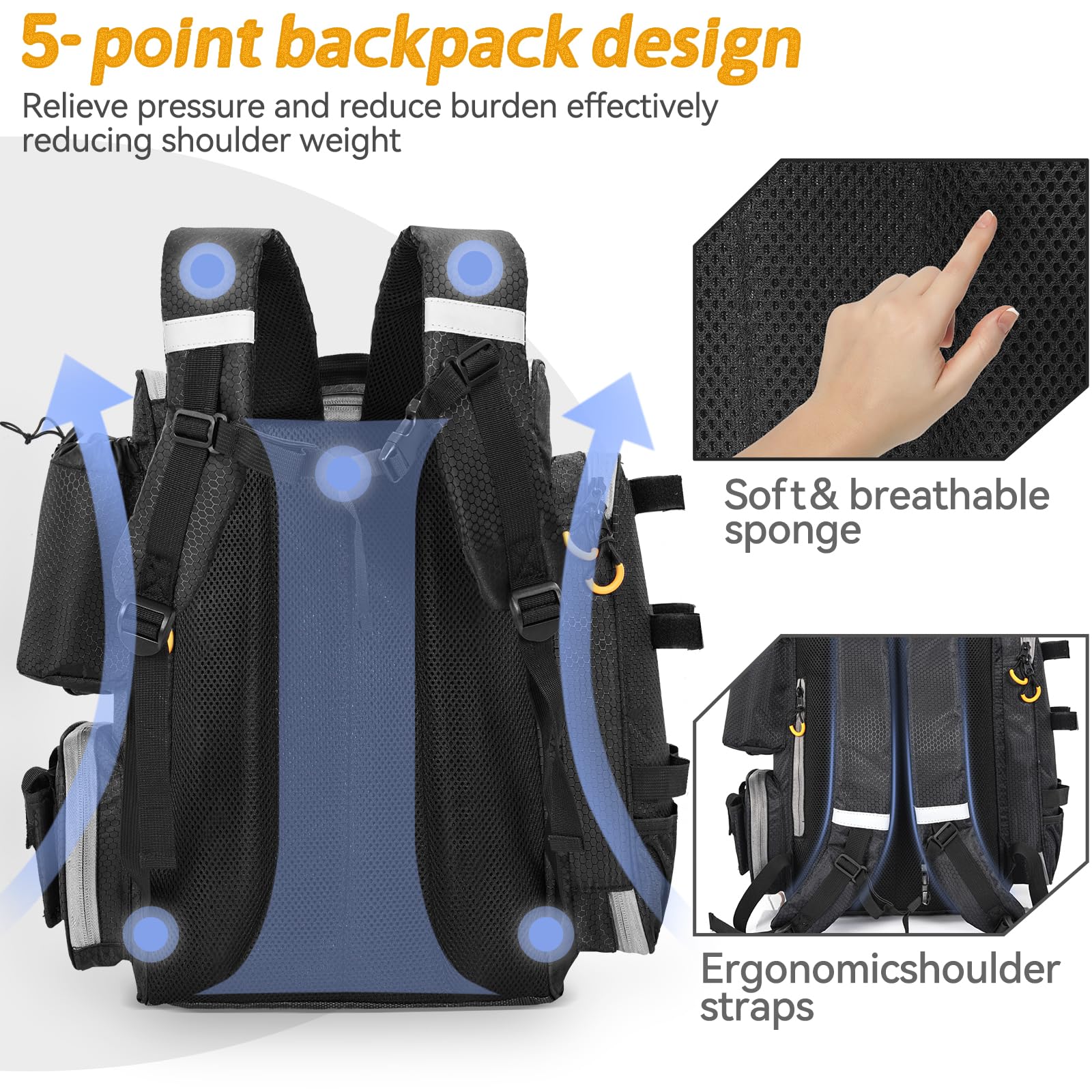LASUK 41/25L capacity illustrated by divided compartments and pockets