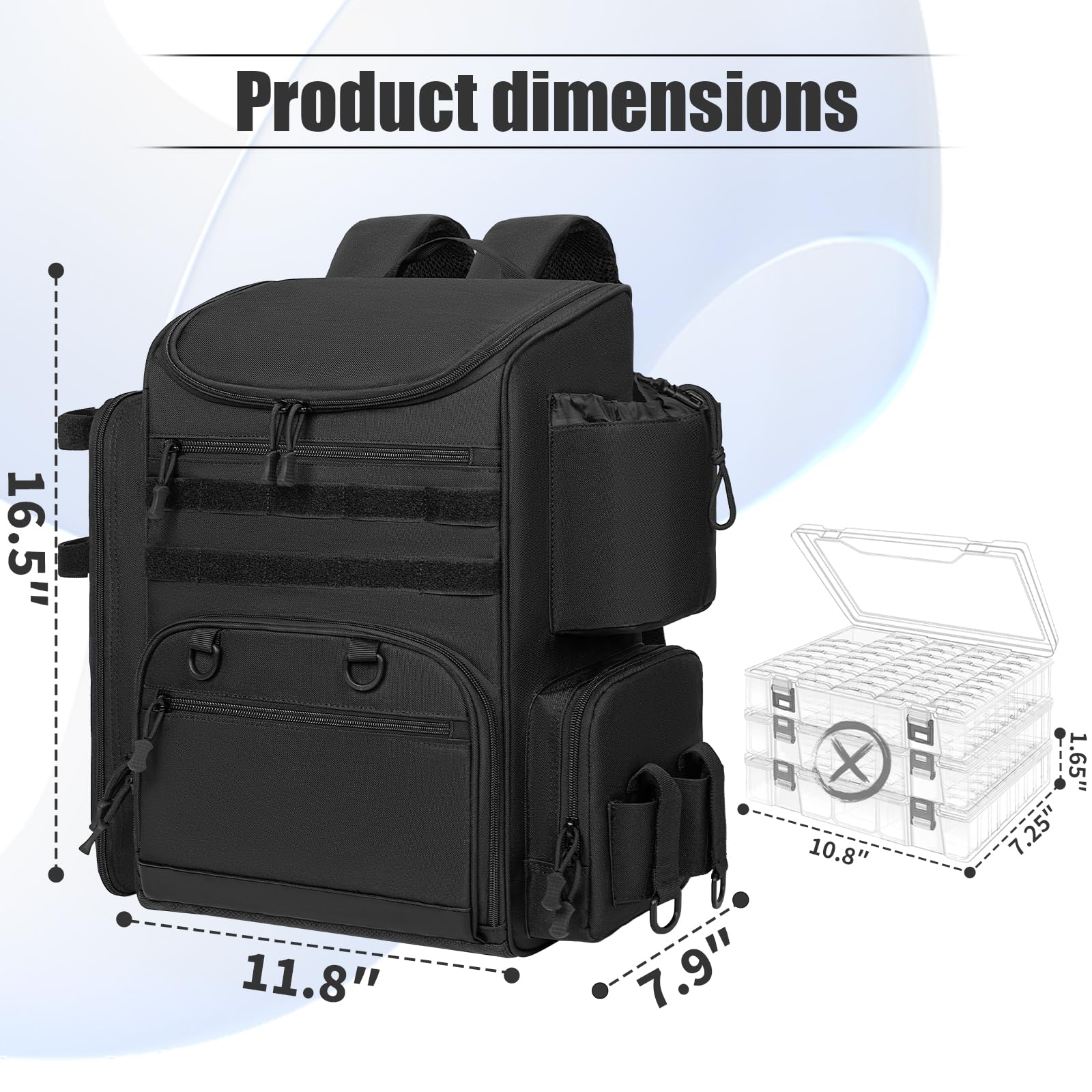 LASUK fishing backpack interior-dividers highlight flexible, removable compartments.