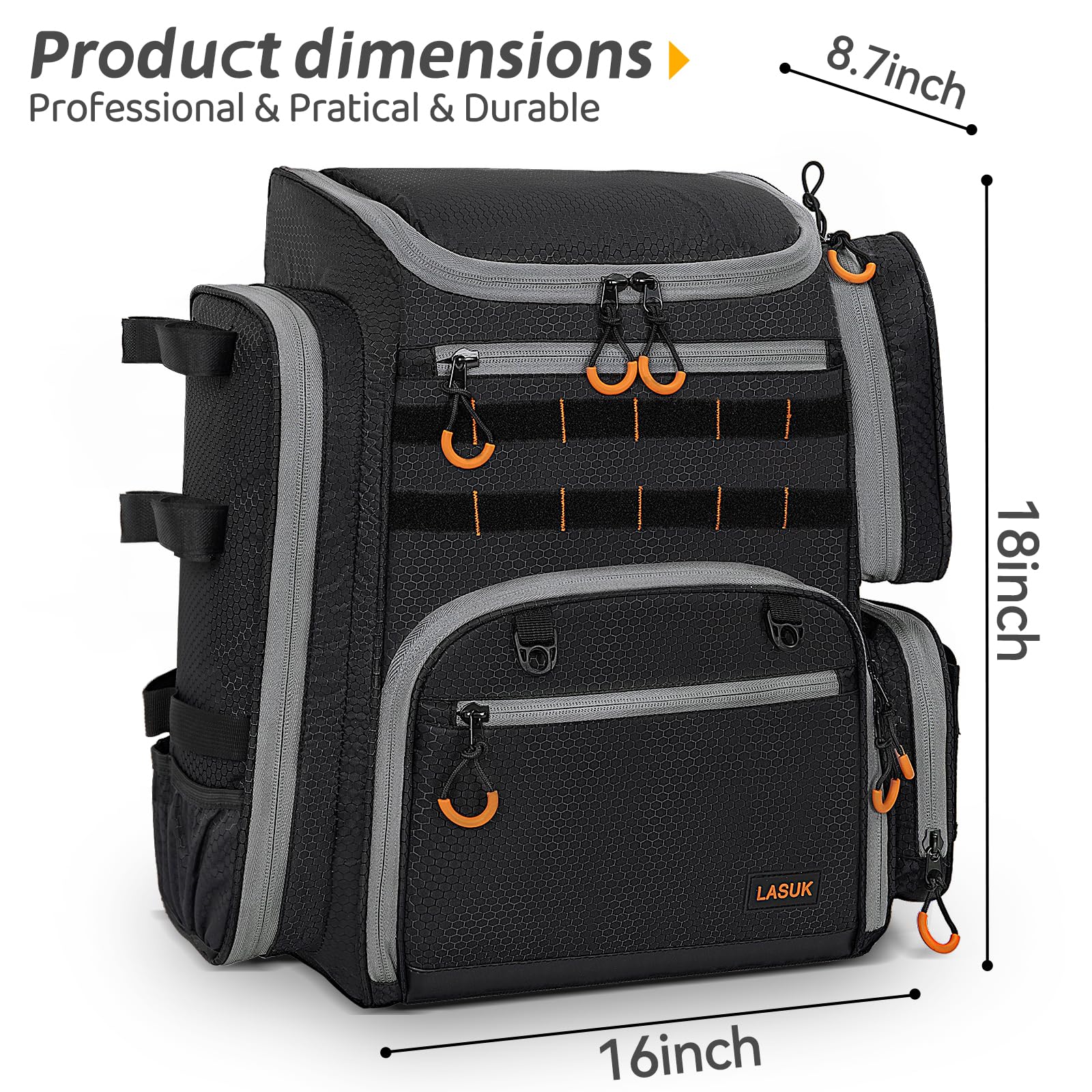 LASUK large-capacity design with multiple pockets for organized gear