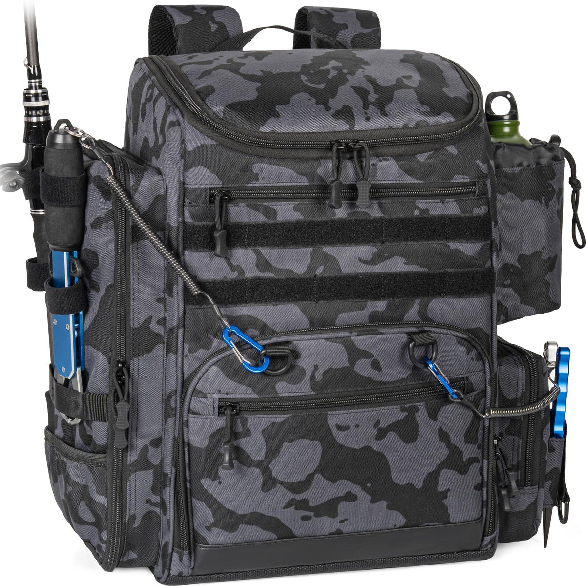 LASUK fishing backpack main compartment shows organized space for gear storage and quick access.