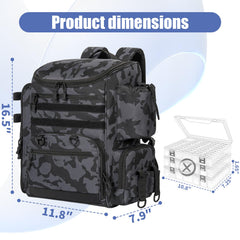 LASUK fishing backpack multiple-pockets organize lures, lines, and accessories at a glance.