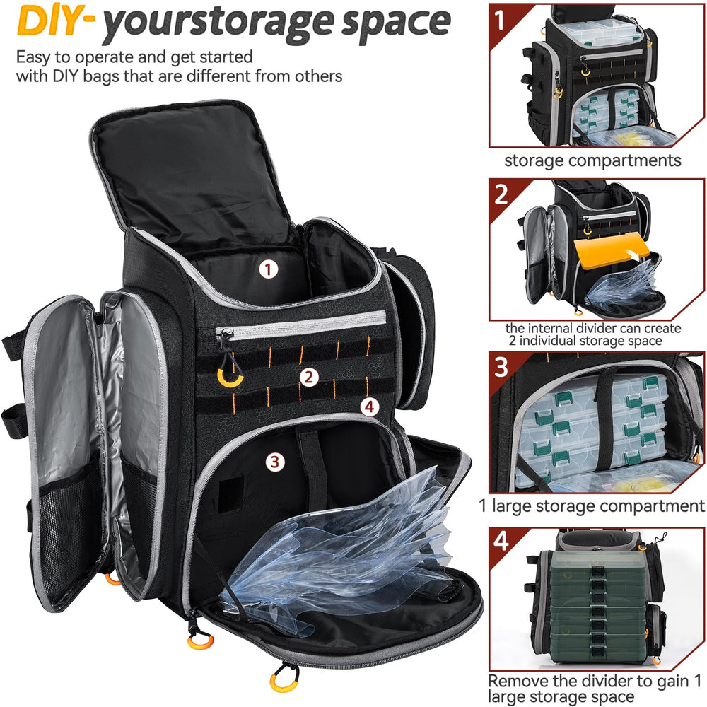 LASUK tackle bag with removable dividers for customizable storage
