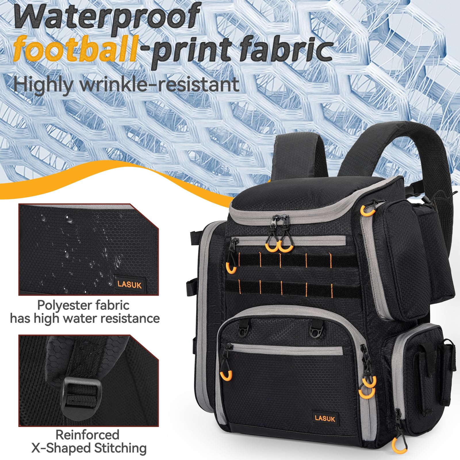 LASUK 2-rod holders on top for quick access during fishing
