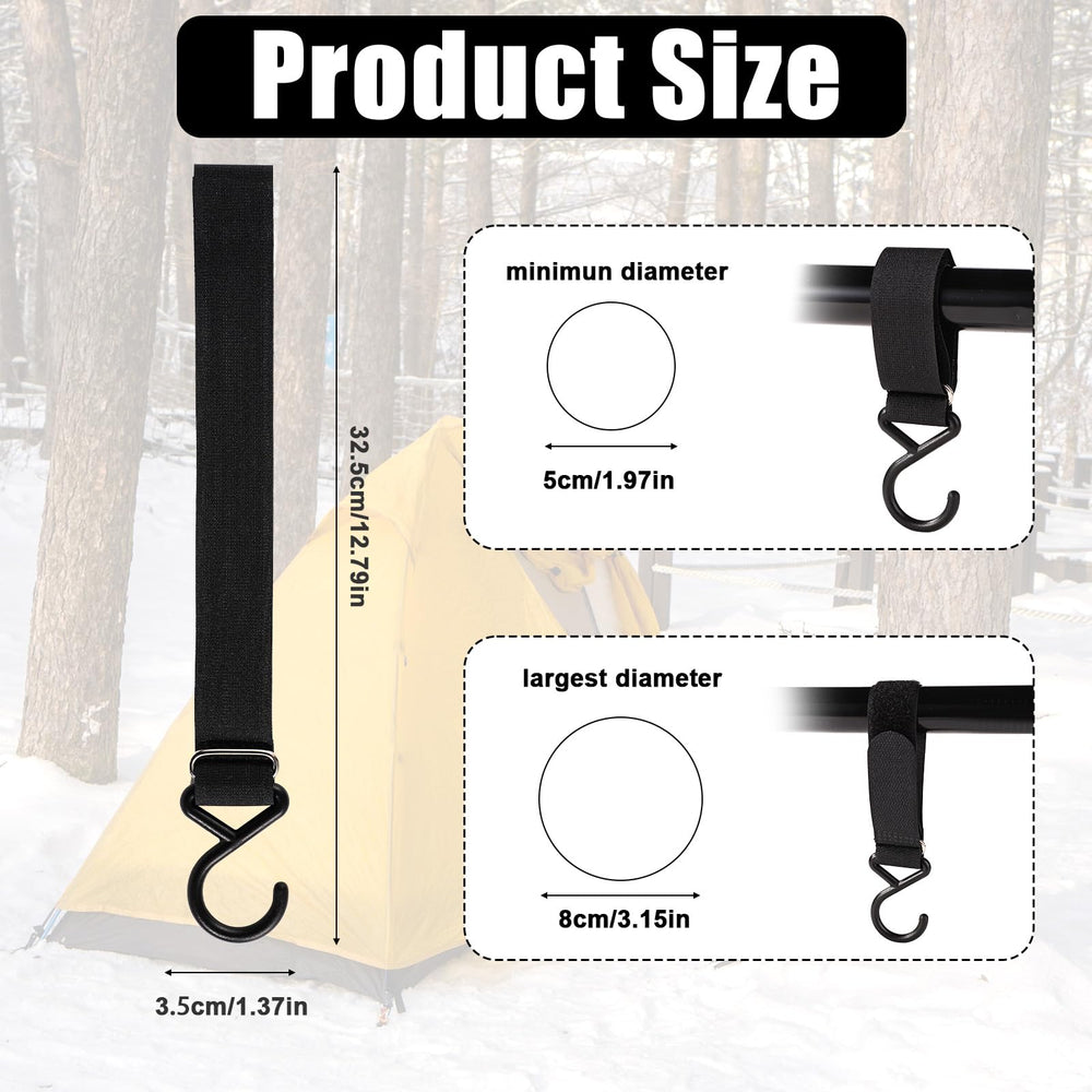 Coat hooks attached to nylon strap showing overall length of 32.5cm