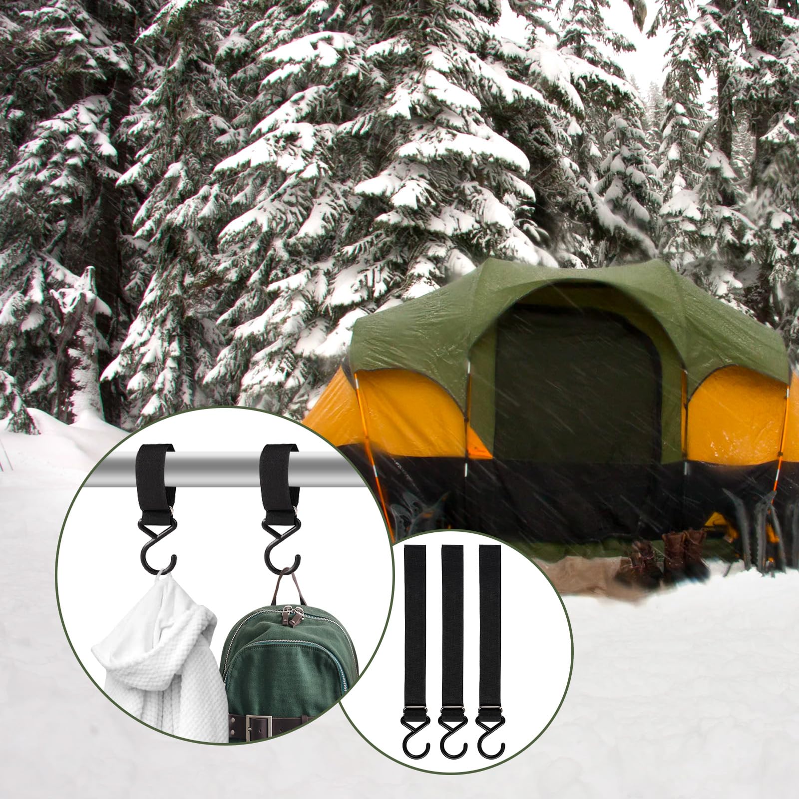 Hooks suitable for igloos, ice fishing sheds, tents