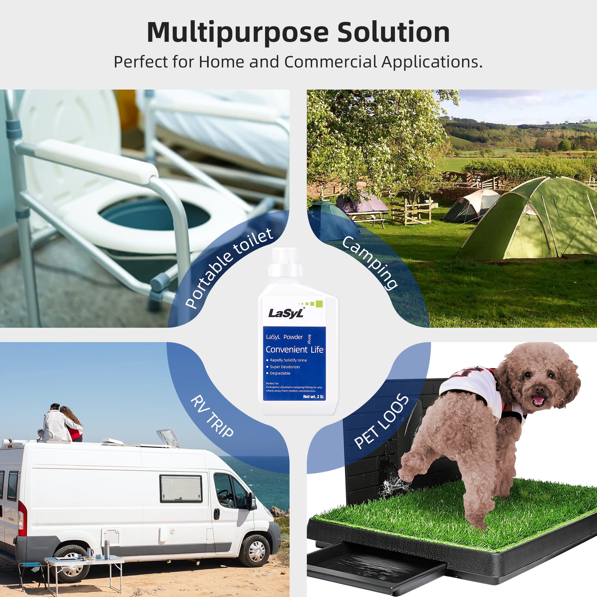 LaSyL for pet toilet mats solidifies waste and reduces odor.